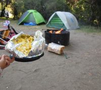 Two tents set up at Casini Ranch Family Campground in Monte Rio